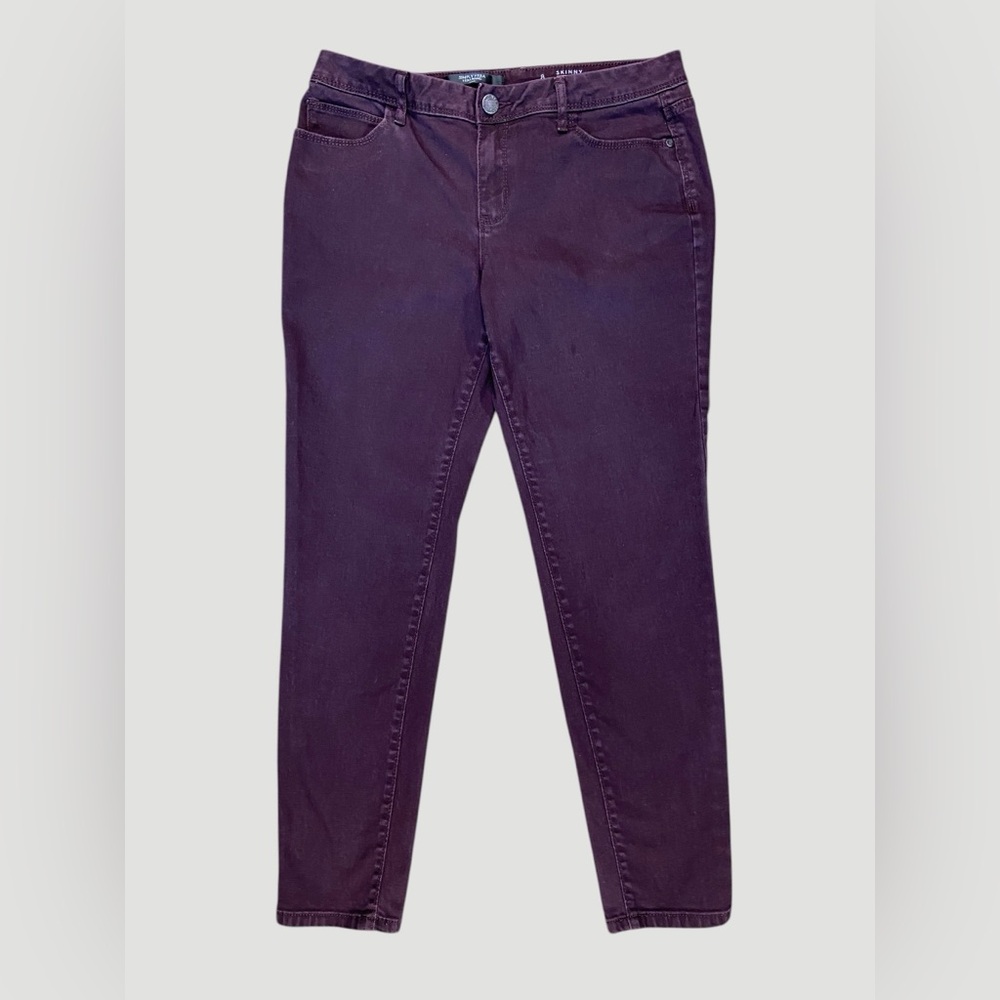 Simply Vera Vera Wang Skinny Jeans Womens 8 Plum Mid Rise Stretch Denim